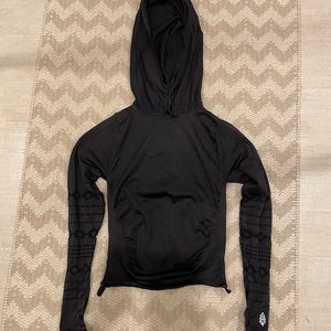 Free People Movement Longsleeve Hoodie Top with lace style sleeves, xs/s